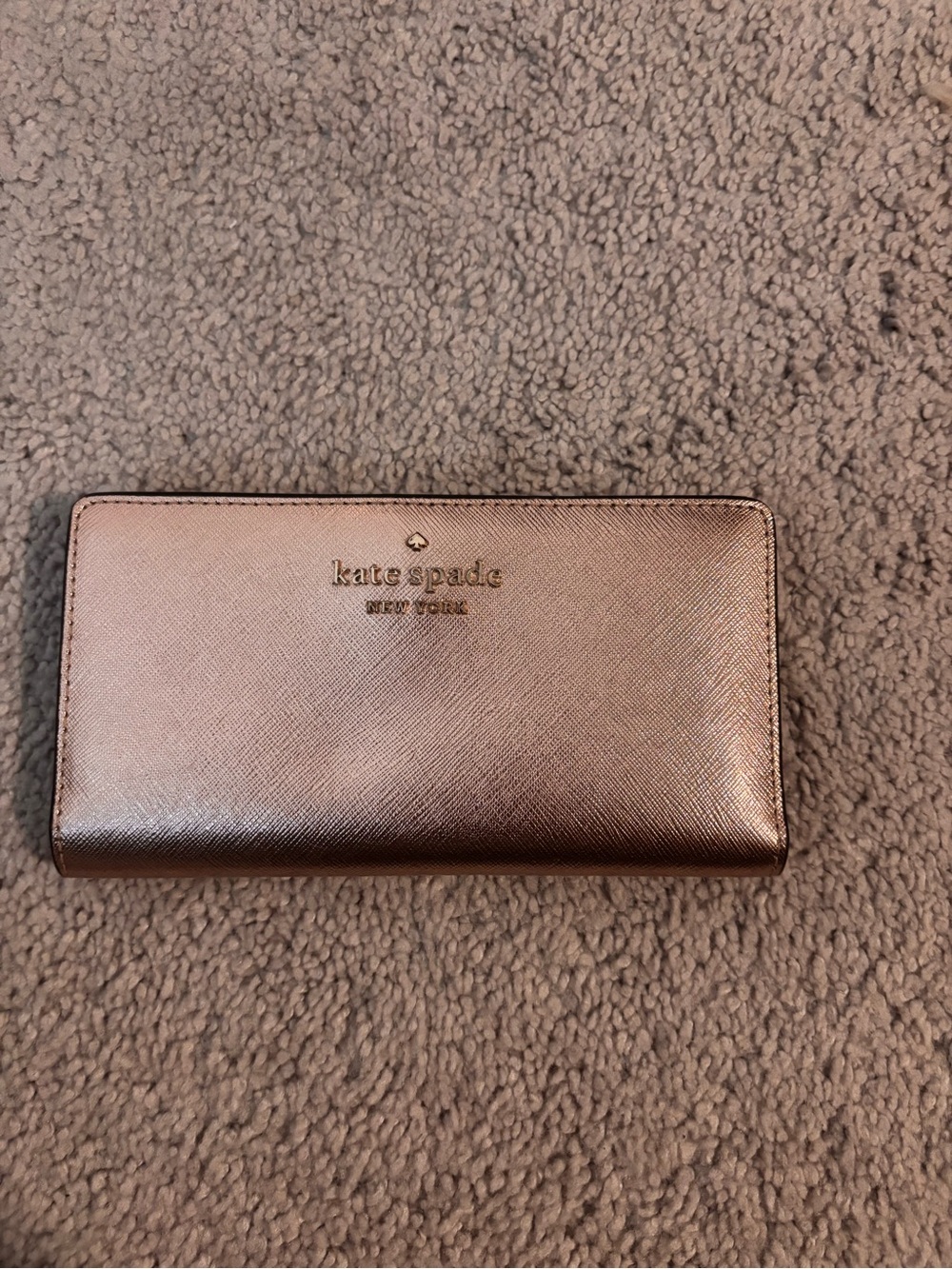 kate spade Metallic Rose Gold Saffiano Card Holder Wallet